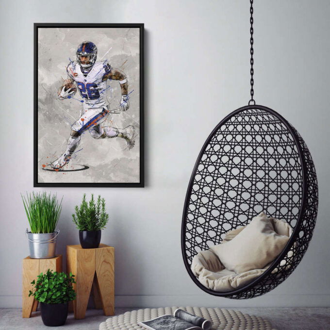 Saquon Barkley Poster New York Giants NFL Canvas Wall Art Home Decor Framed Poster Man Cave Gift