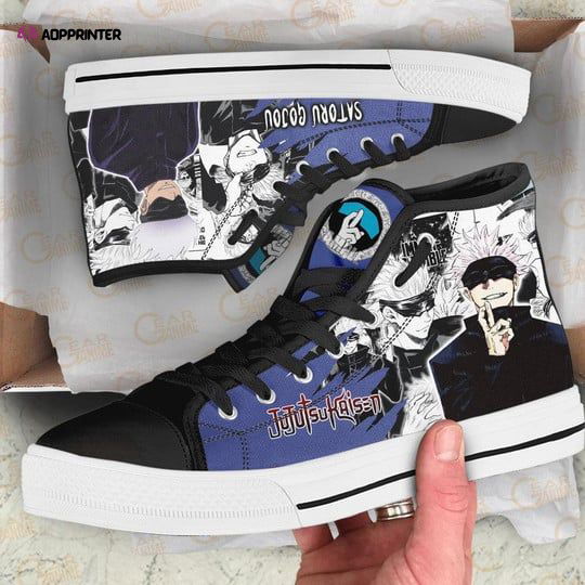 Satoru Gojo Custom Canvas High Top Shoes For Fans Jujutsu Kaisen Anime Satoru Gojo Custom Canvas High Top Shoes For Fans Jujutsu Kaisen Anime