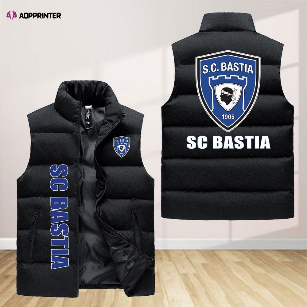 Sc Bastia Sleeveless Puffer Jacket Custom For Fans Gifts Sc Bastia Sleeveless Puffer Jacket Custom For Fans Gifts