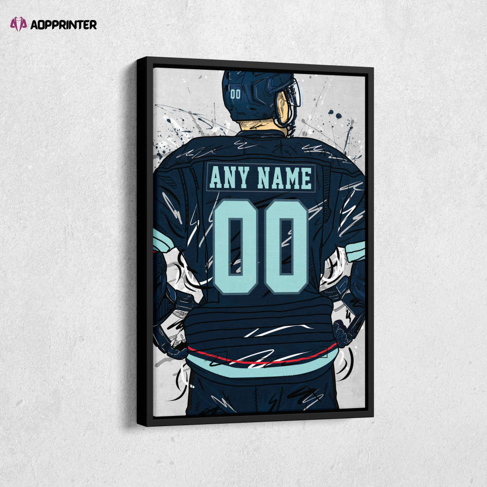 Seattle Kraken Jersey NHL Personalized Jersey Custom Name and Number Canvas Wall Art Home Decor Framed Poster Man Cave Gift Seattle Kraken Jersey NHL Personalized Jersey Custom Name and Number Canvas Wall Art Home Decor Framed Poster Man Cave Gift
