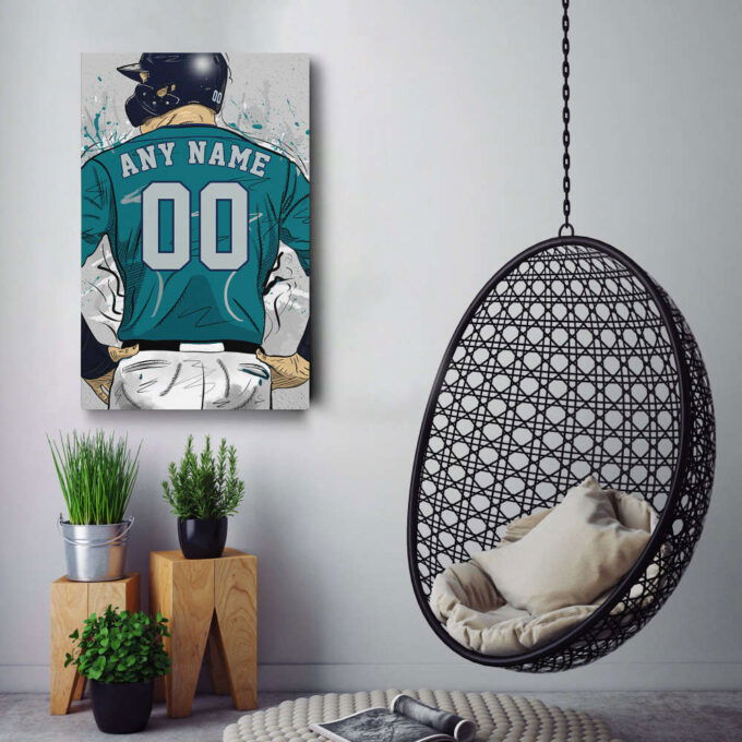 Seattle Mariners Jersey MLB Personalized Jersey Custom Name and Number Canvas Wall Art Home Decor Framed Poster Man Cave Gift