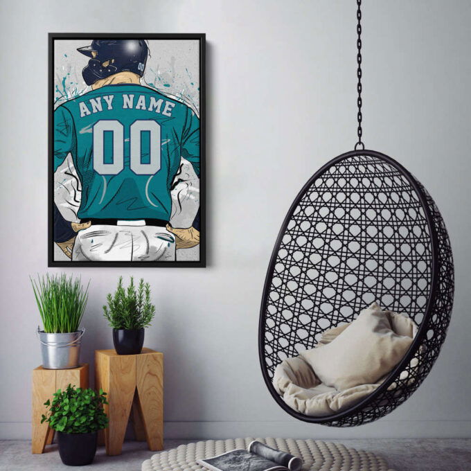 Seattle Mariners Jersey MLB Personalized Jersey Custom Name and Number Canvas Wall Art Home Decor Framed Poster Man Cave Gift