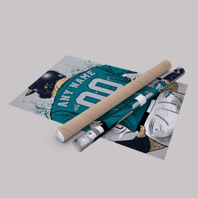 Seattle Mariners Jersey MLB Personalized Jersey Custom Name and Number Canvas Wall Art Home Decor Framed Poster Man Cave Gift