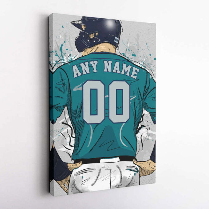 Seattle Mariners Jersey MLB Personalized Jersey Custom Name and Number Canvas Wall Art Home Decor Framed Poster Man Cave Gift