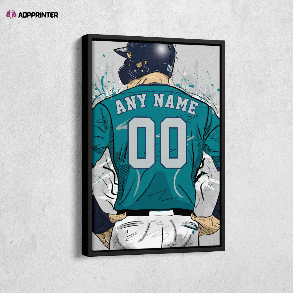 Seattle Mariners Jersey MLB Personalized Jersey Custom Name and Number Canvas Wall Art Home Decor Framed Poster Man Cave Gift Seattle Mariners Jersey MLB Personalized Jersey Custom Name and Number Canvas Wall Art Home Decor Framed Poster Man Cave Gift