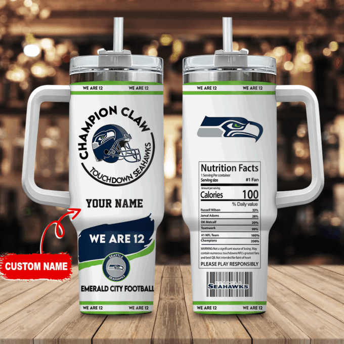 Seattle Seahawks Champion Claw NFL Personalized Stanley Tumbler 40Oz Gift for Fans