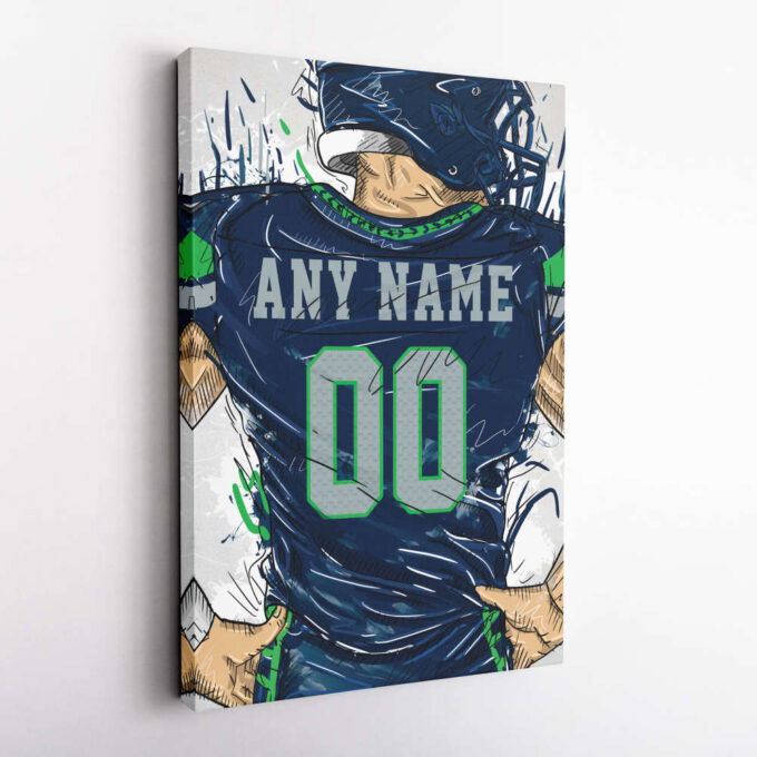 Seattle Seahawks Jersey Personalized Jersey NFL Custom Name and Number Canvas Wall Art Home Decor Framed Poster Man Cave Gift