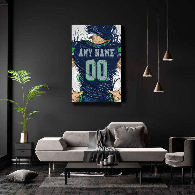 Seattle Seahawks Jersey Personalized Jersey NFL Custom Name and Number Canvas Wall Art Home Decor Framed Poster Man Cave Gift