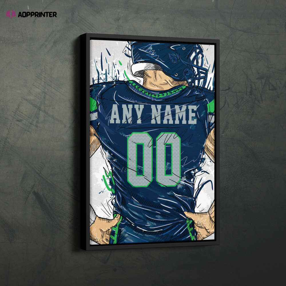 Seattle Seahawks Jersey Personalized Jersey NFL Custom Name and Number Canvas Wall Art Home Decor Framed Poster Man Cave Gift Seattle Seahawks Jersey Personalized Jersey NFL Custom Name and Number Canvas Wall Art Home Decor Framed Poster Man Cave Gift