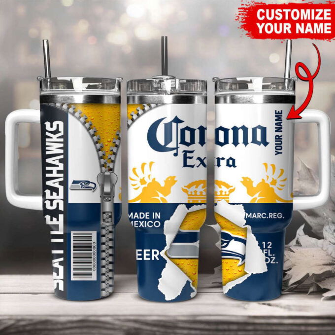 Seattle Seahawks NFL Corona Extra Personalized Stanley Tumbler 40Oz Gift for Fans