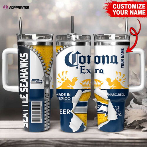 Seattle Seahawks NFL Corona Extra Personalized Stanley Tumbler 40Oz Gift for Fans