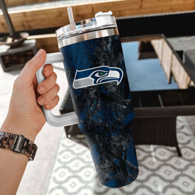 Seattle Seahawks NFL Hunting Personalized Stanley Tumbler 40oz Gift for Fans