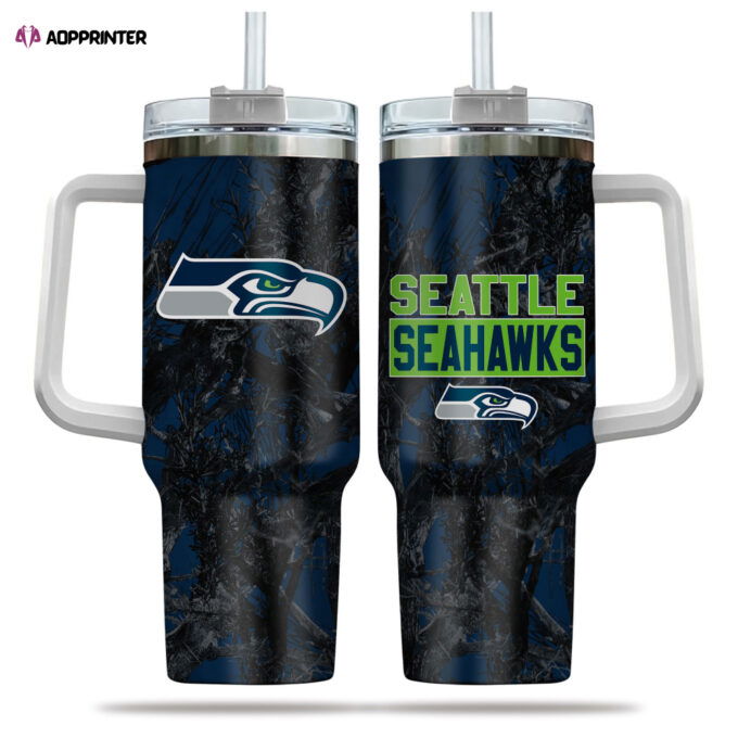 Seattle Seahawks NFL Hunting Personalized Stanley Tumbler 40oz Gift for Fans