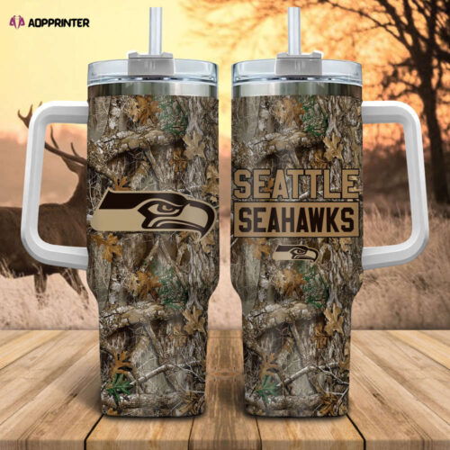 Seattle Seahawks NFL Hunting Tumbler Stanley Tumbler 40oz Gift for Fans