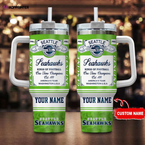Cart 6 Seattle Seahawks NFL Kings Of Football Personalized Stanley Tumbler 40oz Gift for Fans