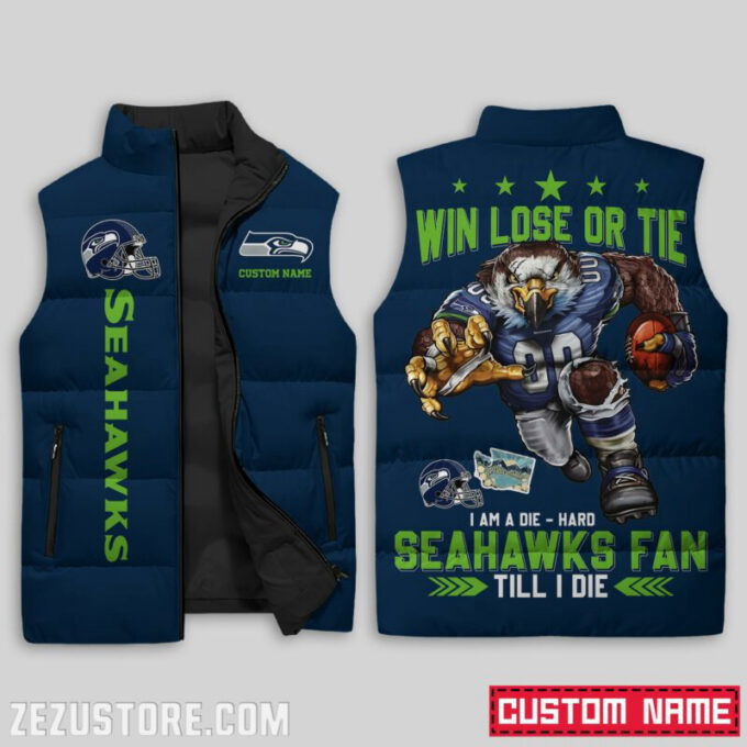 Seattle Seahawks NFL Sleeveless Puffer Jacket Custom For Fans Gifts