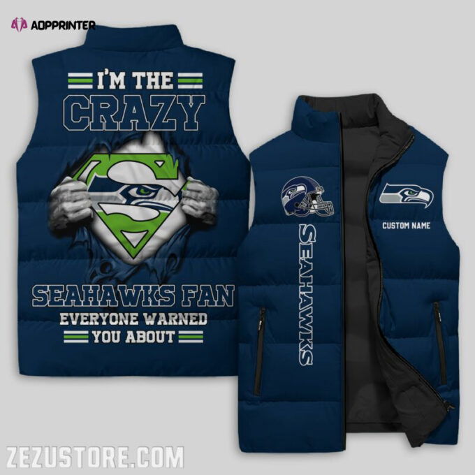 Seattle Seahawks NFL Sleeveless Puffer Jacket Custom For Fans Gifts