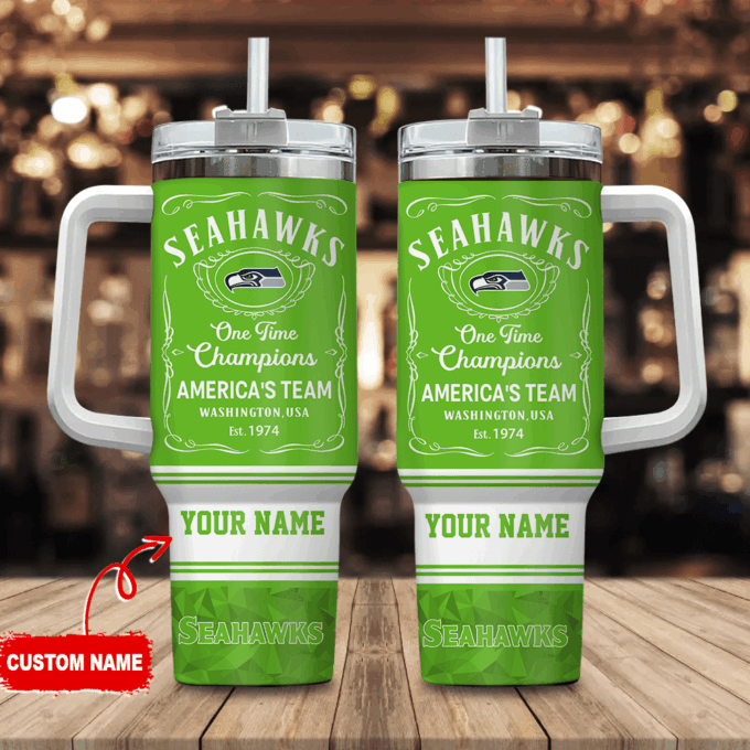 Seattle Seahawks Personalized NFL Jack Daniel’s 40oz Stanley Tumbler Gift for Fans