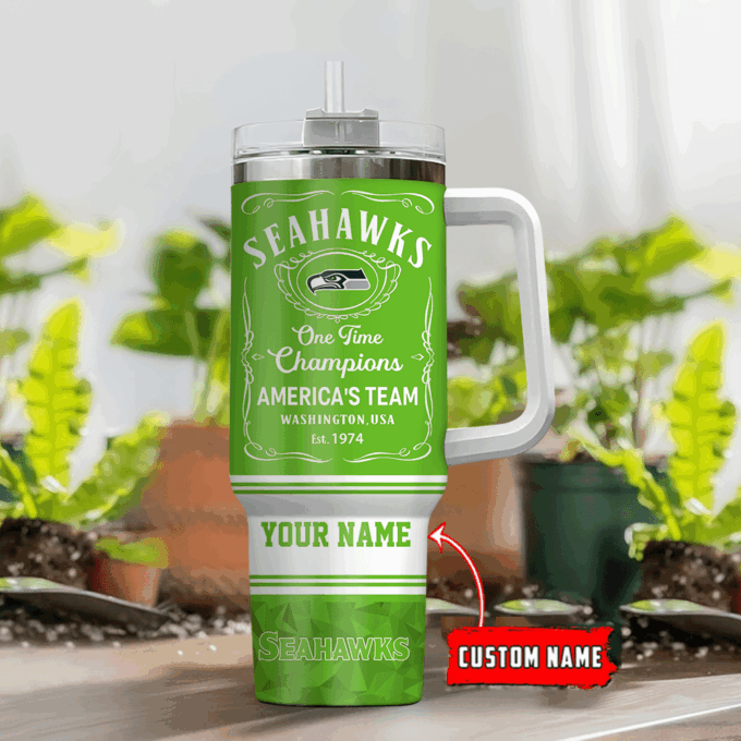 Seattle Seahawks Personalized NFL Jack Daniel’s 40oz Stanley Tumbler Gift for Fans