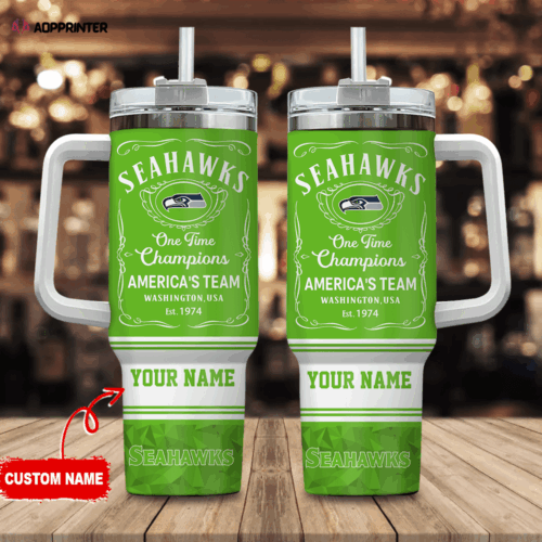 Seattle Seahawks Personalized NFL Jack Daniel’s 40oz Stanley Tumbler Gift for Fans