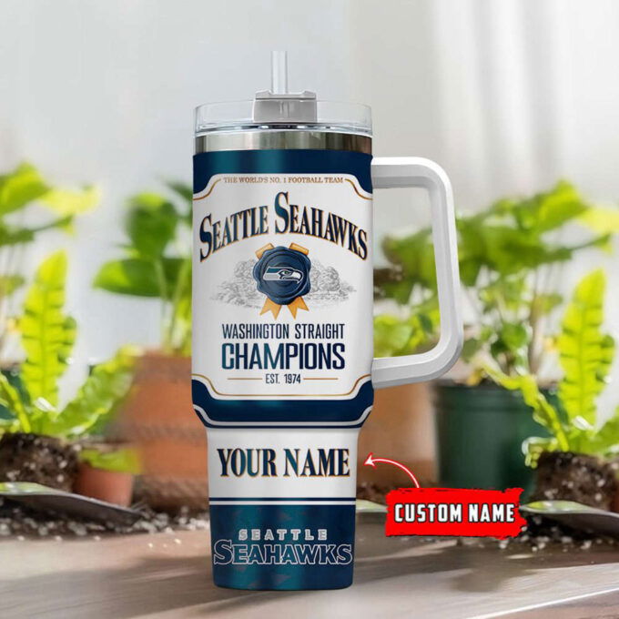 Seattle Seahawks Personalized The World’s No 1 Football Team NFL Jim Beam 40oz Stanley Tumbler Gift for Fans