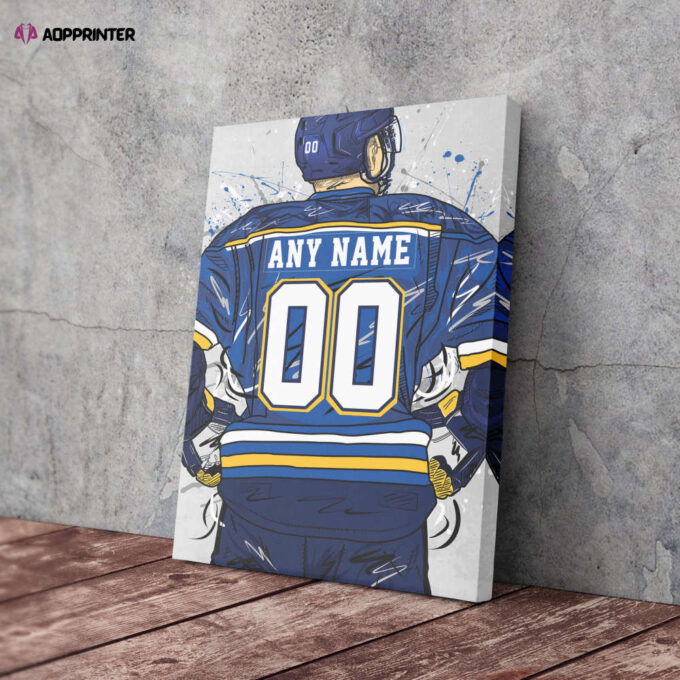 St. Louis Blues Jersey NHL Personalized Jersey Custom Name and Number Canvas Wall Art Home Decor