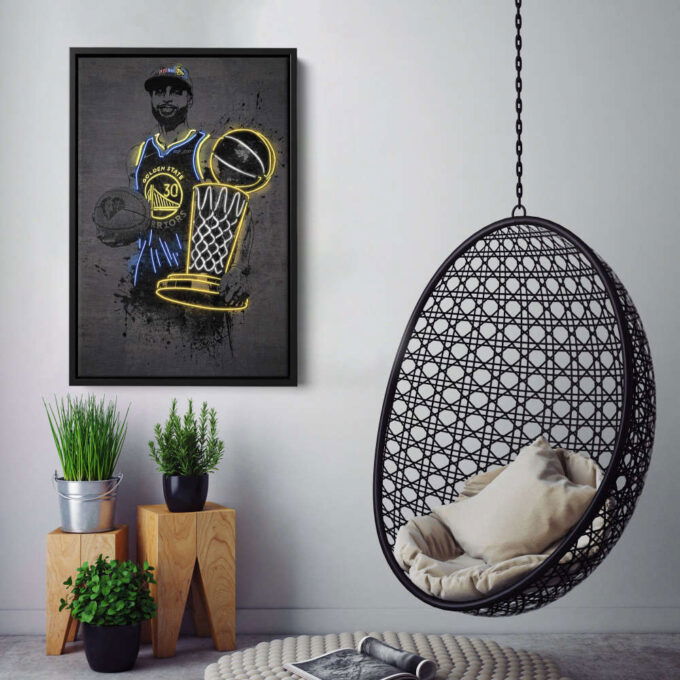 Stephen Curry Neon NBA Champion Poster MVP Golden State Warriors