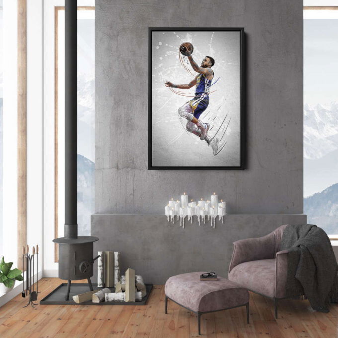 Stephen Curry Poster Golden State Warriors NBA Framed Wall Art Home Decor Canvas Print Artwork