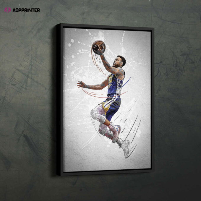 Stephen Curry Poster Golden State Warriors NBA Framed Wall Art Home Decor Canvas Print Artwork
