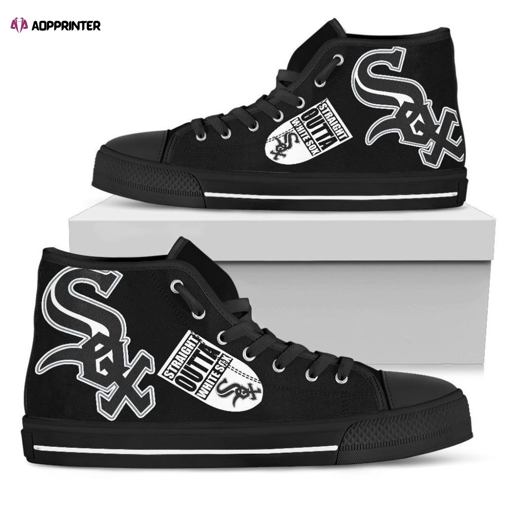Straight Outta Chicago White Sox MLB Custom Canvas High Top Shoes Straight Outta Chicago White Sox MLB Custom Canvas High Top Shoes