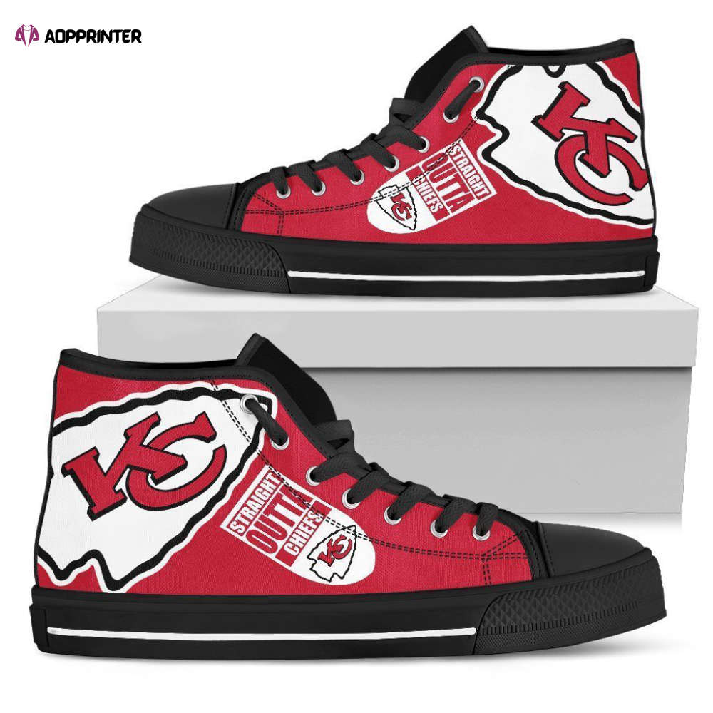 Straight Outta Kansas City Chiefs NFL Custom Canvas High Top Shoes Straight Outta Kansas City Chiefs NFL Custom Canvas High Top Shoes