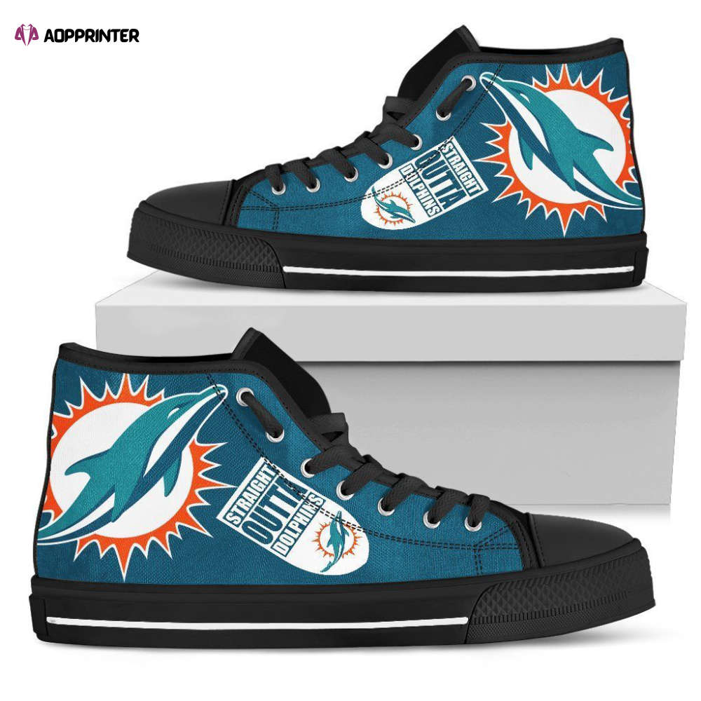 Straight Outta Miami Dolphins NFL Custom Canvas High Top Shoes Straight Outta Miami Dolphins NFL Custom Canvas High Top Shoes