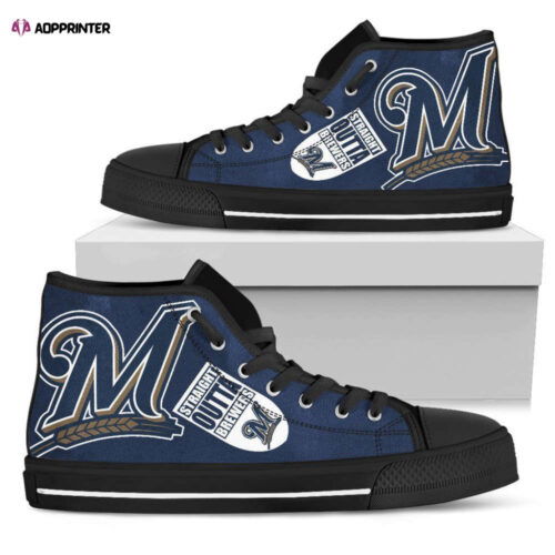 Cart 4 Straight Outta Milwaukee Brewers MLB Custom Canvas High Top Shoes