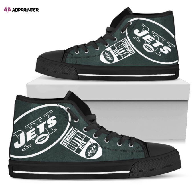 Straight Outta New York Jets NFL Custom Canvas High Top Shoes