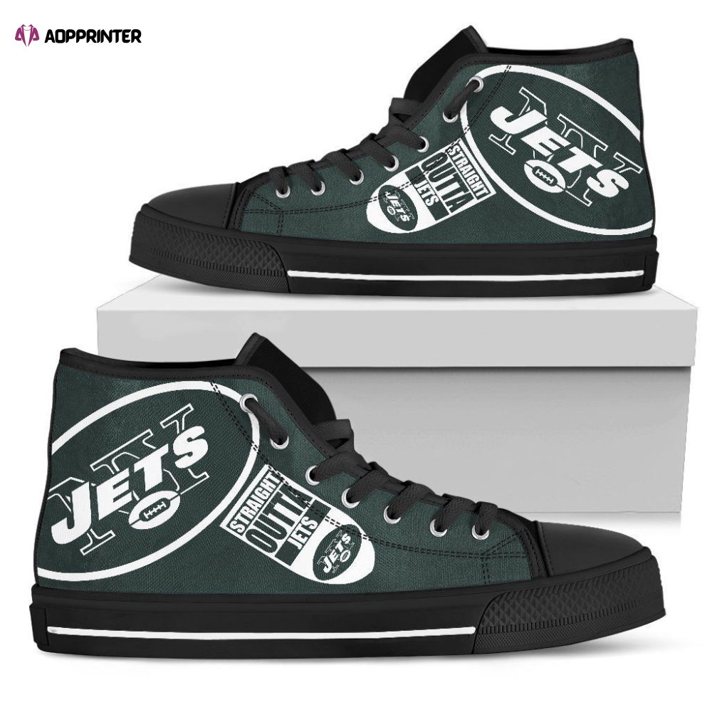 Straight Outta New York Jets NFL Custom Canvas High Top Shoes Straight Outta New York Jets NFL Custom Canvas High Top Shoes