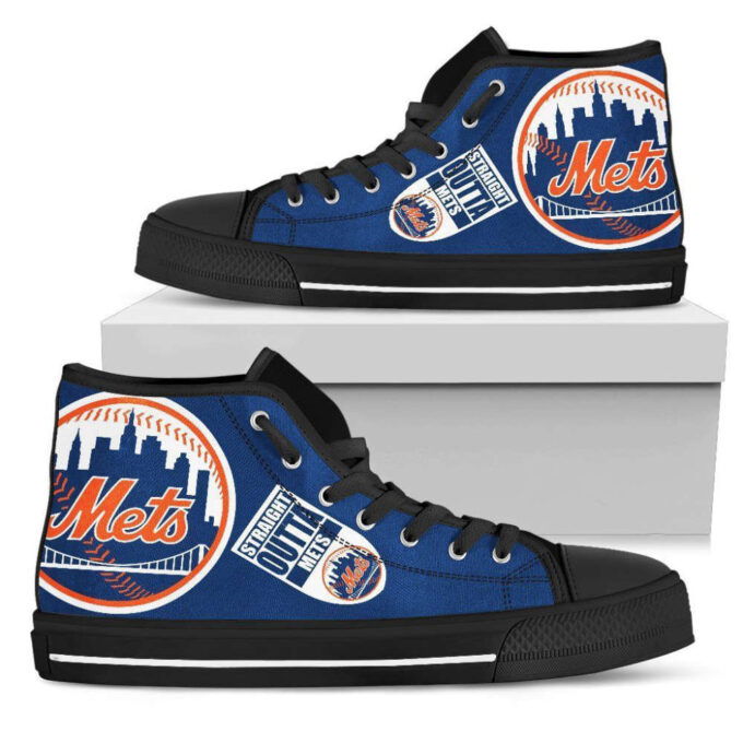 Straight Outta New York Mets MLB Custom Canvas High Top Shoes