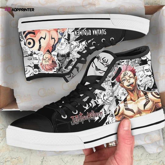 Sukuna Ryoumen Custom Canvas High Top Shoes For Fans Jujutsu Kaisen Anime Sukuna Ryoumen Custom Canvas High Top Shoes For Fans Jujutsu Kaisen Anime