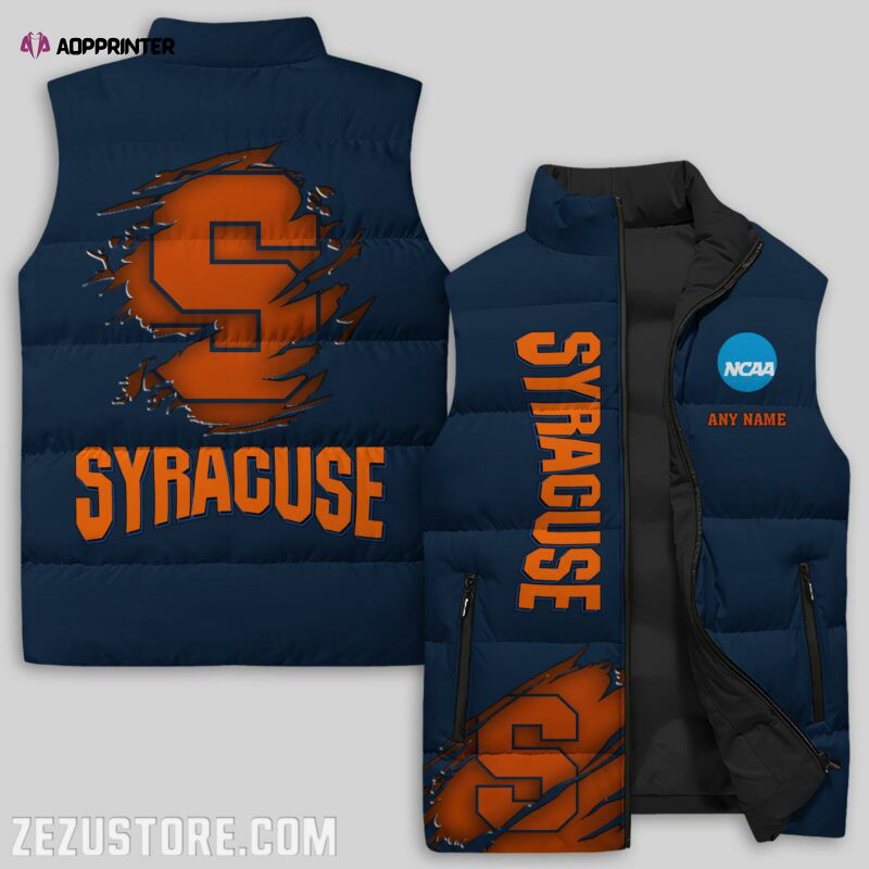 Syracuse Orange NCAA Sleeveless Puffer Jacket Custom For Fans Gifts Syracuse Orange NCAA Sleeveless Puffer Jacket Custom For Fans Gifts