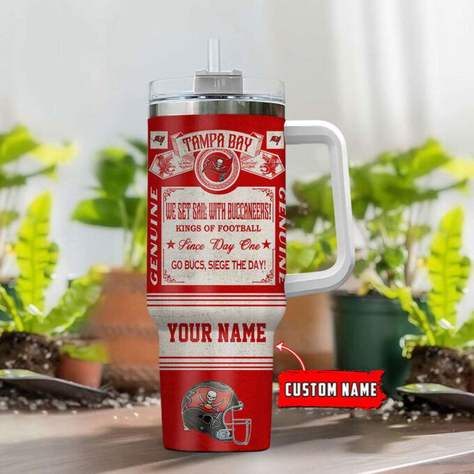 Tampa Bay Buccaneers NFL Vintage King Of Football Custom Name 40oz Stanley Tumbler Gift for Fans