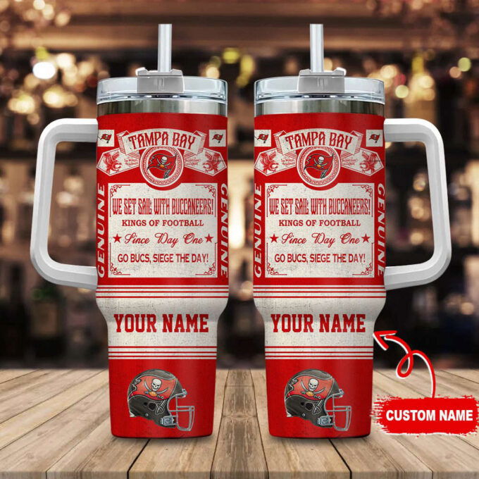 Tampa Bay Buccaneers NFL Vintage King Of Football Custom Name 40oz Stanley Tumbler Gift for Fans