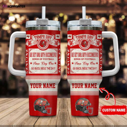 Cart 3 Tampa Bay Buccaneers NFL Vintage King Of Football Custom Name 40oz Stanley Tumbler Gift for Fans