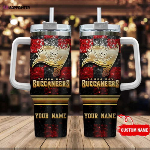 Cart 5 Tampa Bay Buccaneers Personalized NFL Glitter 40oz Stanley Tumbler Gift for Fans