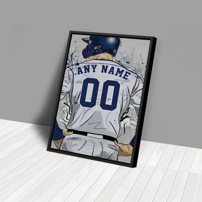 Tampa Bay Rays Jersey MLB Personalized Jersey Custom Name and Number Canvas Wall Art Home Decor Framed Poster Man Cave Gift
