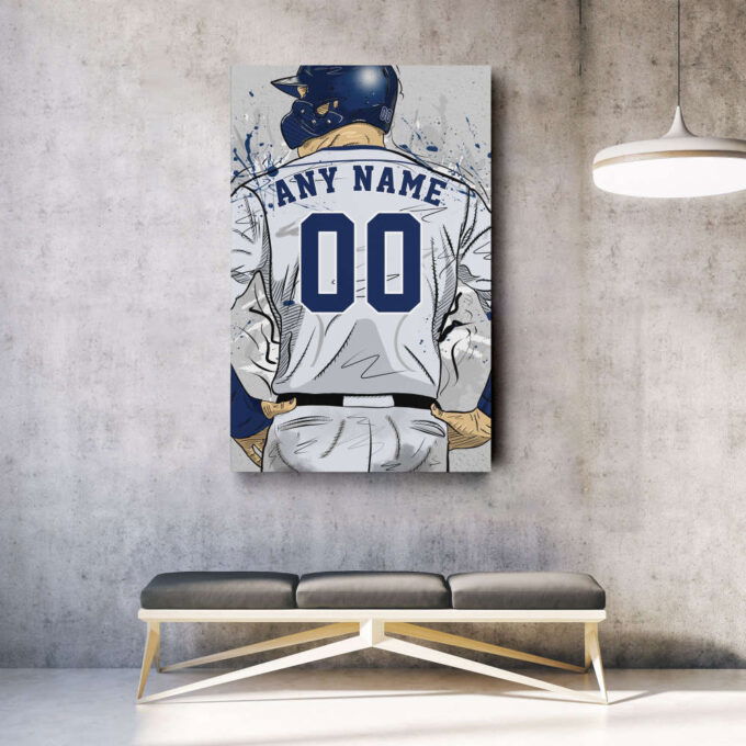 Tampa Bay Rays Jersey MLB Personalized Jersey Custom Name and Number Canvas Wall Art Home Decor Framed Poster Man Cave Gift