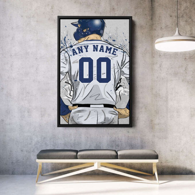 Tampa Bay Rays Jersey MLB Personalized Jersey Custom Name and Number Canvas Wall Art Home Decor Framed Poster Man Cave Gift