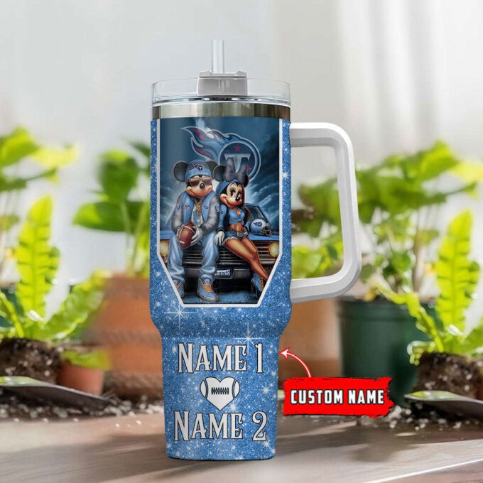 Tennessee Titans NFL Mickey And Minnie Couple 40oz Stanley Tumbler Custom Name Gift for Fans