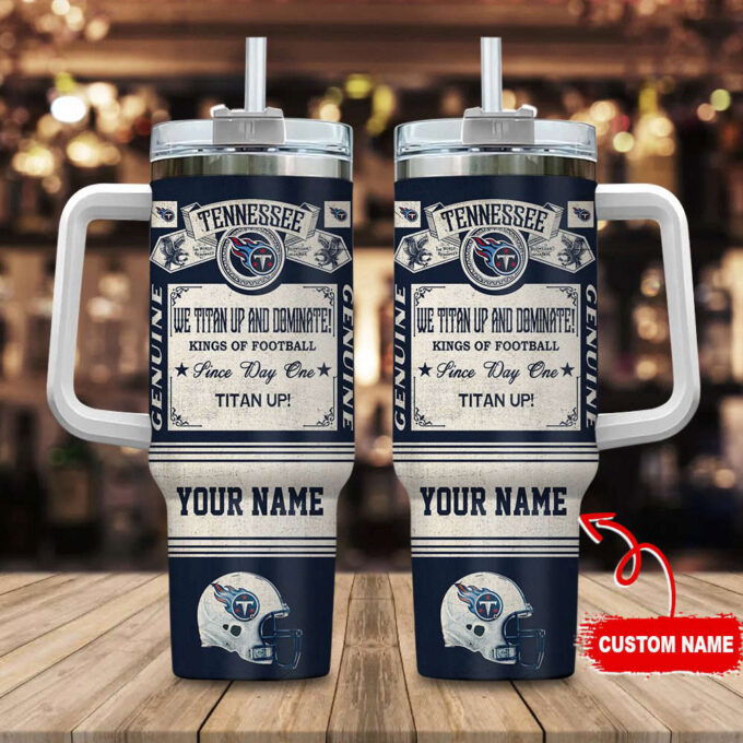 Tennessee Titans NFL Vintage King Of Football Custom Name 40oz Stanley Tumbler Gift for Fans