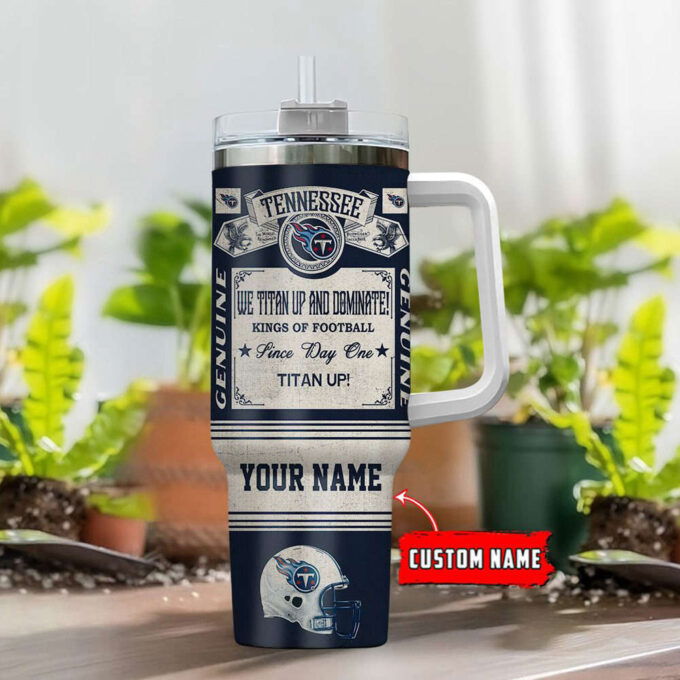 Tennessee Titans NFL Vintage King Of Football Custom Name 40oz Stanley Tumbler Gift for Fans