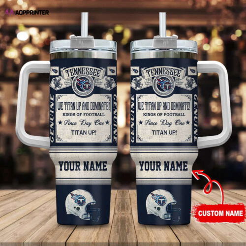 Cart 2 Tennessee Titans NFL Vintage King Of Football Custom Name 40oz Stanley Tumbler Gift for Fans