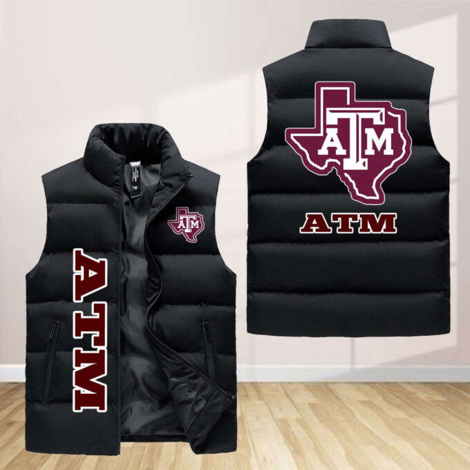 Texas A&M Aggies Sleeveless Puffer Jacket Custom For Fans Gifts
